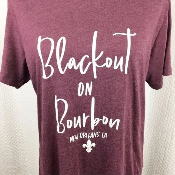 Bella Canvas “Blackout on Bourbon” Maroon Wine New Orleans LA Bourbon St Tee - Picture 2 of 4